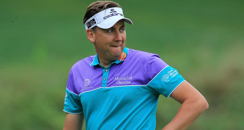 Whoops: Ian Poulter’s Wedge Shot On Green Backfires