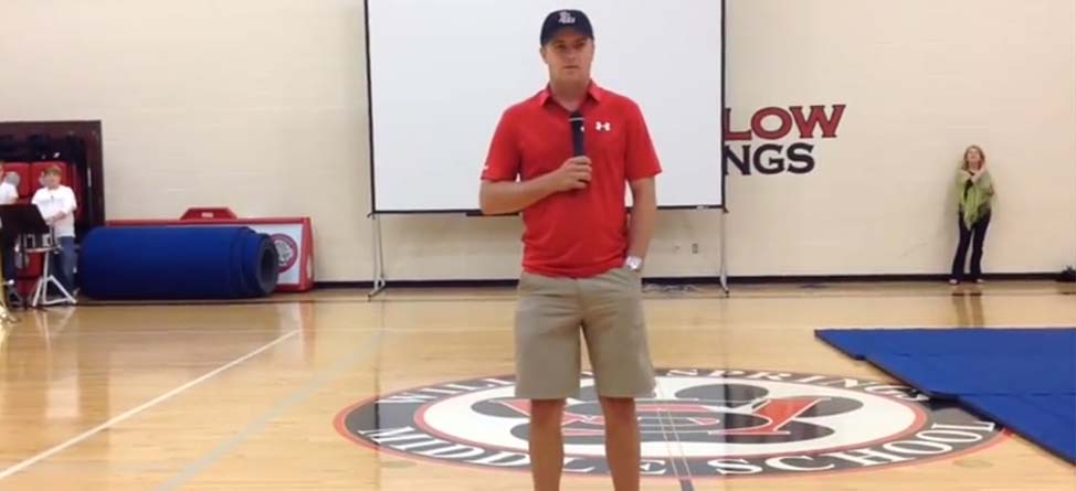Jordan Spieth Speaks to Middle School About Saying No To Drugs