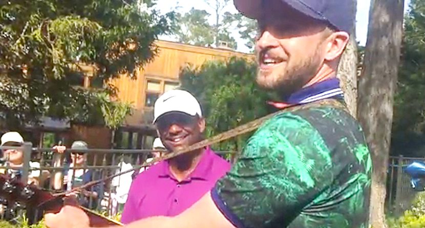 Justin Timberlake Entertained The Crowd During A Pro-Am Back Up