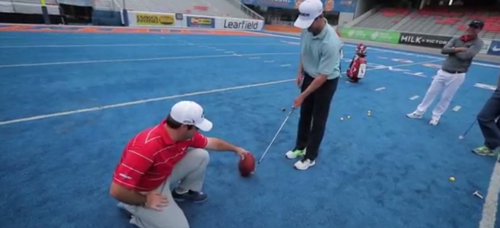 Golfer Splits Uprights With An Iron