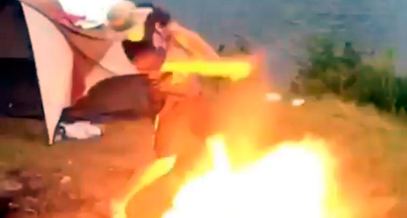 Golfer Takes a Swing, Sets Himself on Fire