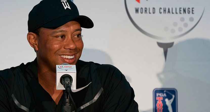 Tiger Gives PGA Tour Media Official a Hard Time