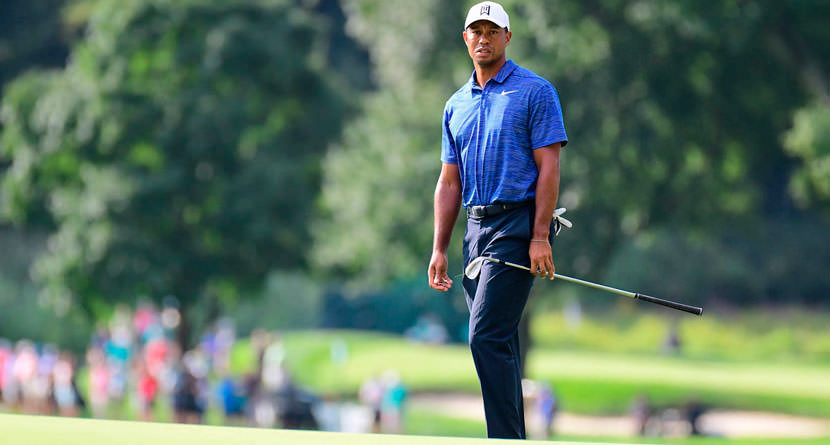 Tiger’s Sweet “Grab And Go” Pitch Shot