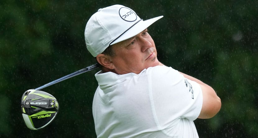 Jason Dufner hits off the second tee during the final round of the John Deere Classic golf tournament, Sunday, July 11, 2021, at TPC Deere Run in Silvis, Ill. Former PGA champion Jason Dufner and Kevin Chappell are among 73 players who are signed up for the LIV Golf Promotions qualifier next week in Abu Dhabi. The top three players earn a spot on the LIV Golf rosters for 2024. (AP Photo/Charlie Neibergall, File)