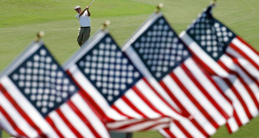 Corey Pavin hits from the 18th fairway as he competes in the Texas Open golf tournament in San Antonio, Thursday, Oct. 4, 2007. (AP Photo/Eric Gay)