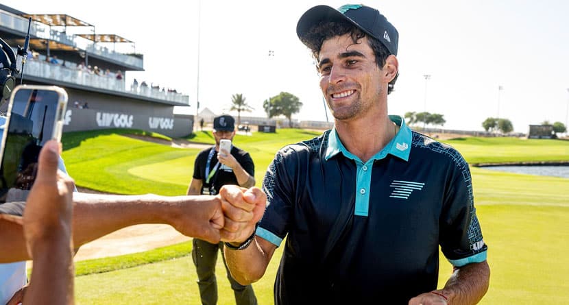 Individual Champion, Captain Joaquín Niemann of Torque GC celebrates after the final round of LIV Golf Jeddah at the Royal Greens Golf & Country Club on Sunday, March 03, 2024 in King Abdullah Economic City, Saudi Arabia. (Photo by Charles Laberge/LIV Golf via AP)