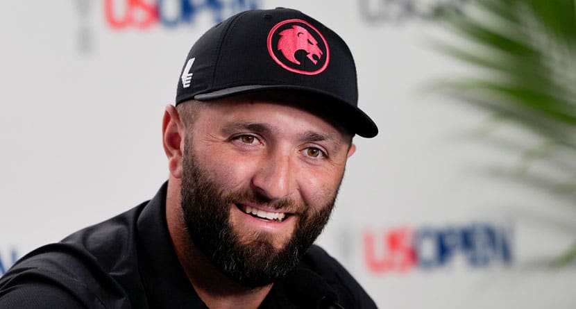 Jon Rahm, of Spain, speaks during a news conference at the U.S. Open golf tournament Tuesday, June 11, 2024, in Pinehurst, N.C. (AP Photo/Matt York)