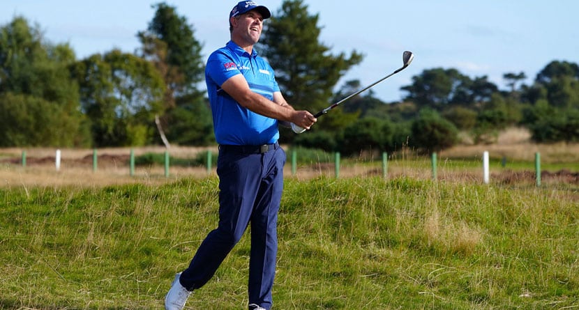 Padraig Harrington on the 6th on day one of the Alfred Dunhill Links Championship at Carnoustie, in Angus, Scotland, Thursday Oct. 3, 2024. (Jane Barlow/PA via AP)