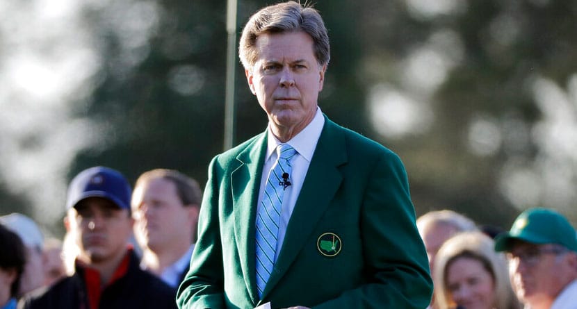 In this April 5, 2018, file photo, Augusta National Golf Club Chairman Fred Ridley watches the honorary first tee shots before the first round at the Masters golf tournament in Augusta, Ga. Augusta National decided Friday, March 13, 2020, to postpone the Masters because of the spread of the coronavirus. Club chairman Fred Ridley says he hopes postponing the event puts Augusta National in the best position to host the Masters and its other two events at some later date. Ridley did not say when it would be held.(AP Photo/David J. Phillip, File)