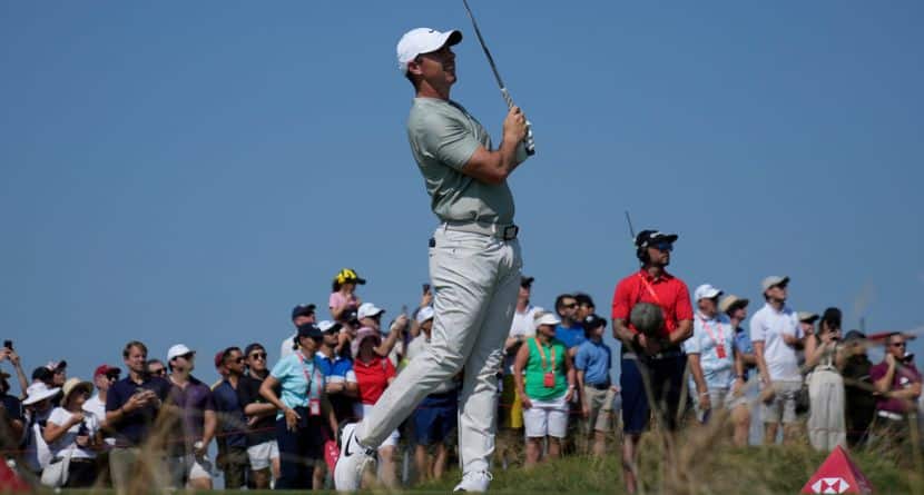 Rory McIlroy of Northern Ireland tees off at 8th hole in the final round of Abu Dhabi Golf Championship in Abu Dhabi, United Arab Emirates, Sunday, Nov. 10, 2024. (AP Photo/Altaf Qadri)