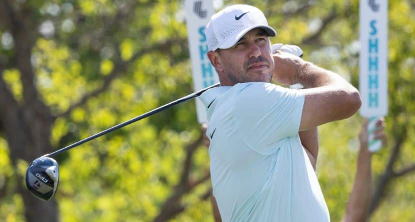 Captain Brooks Koepka of Smash GC hits his shot from the ninth tee during the final round of LIV Golf Team Championship Dallas at Maridoe Golf Club on Sunday, September 22, 2024 in Carrollton, Texas. (Photo by Katelyn Mulcahy/LIV Golf via AP)