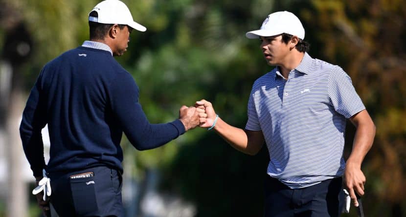 Tiger Woods And Son Charlie Share The Lead At PNC Championship