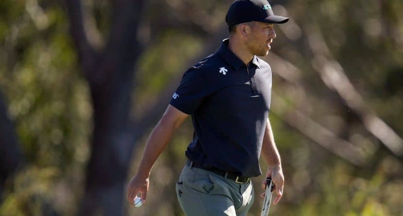 Xander Schauffele looks towards the gallery after his shot on the fourth green during the first round of The Sentry golf event, Thursday, Jan. 2, 2025, at Kapalua Plantation Course in Kapalua, Hawaii. (AP Photo/Matt York)