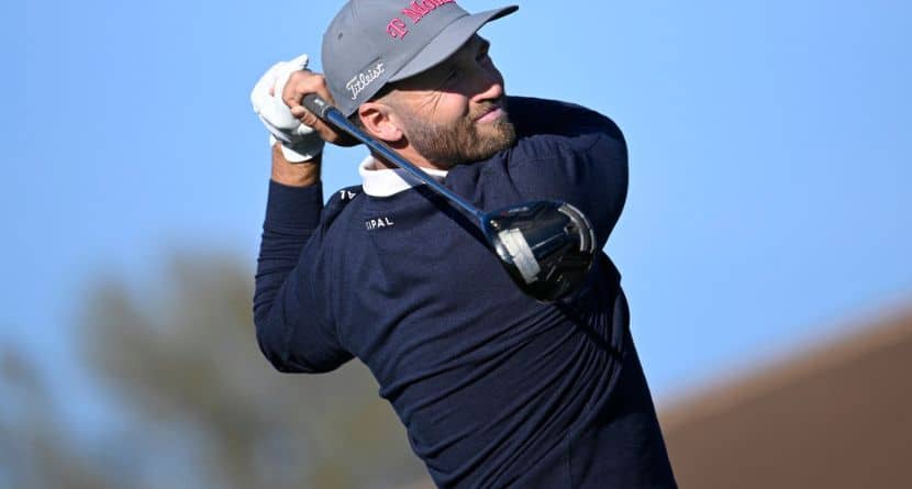 Wyndham Clark tees off on the 16th hole during the first round of the Arnold Palmer Invitational at Bay Hill golf tournament, Thursday, March 6, 2025, in Orlando, Fla. (AP Photo/Phelan M. Ebenhack)