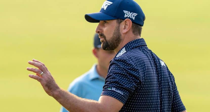 Cristobal Del Solar waves to the gallery after putting out on his final hole in the first round of the Canadian Open in Alton, Ontario, Thursday, June 5, 2025. (Frank Gunn/The Canadian Press via AP)
