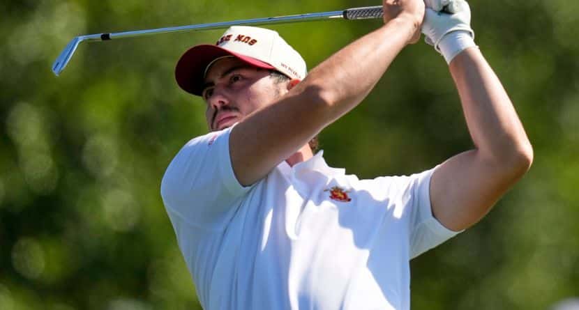 ose Luis Ballester, of Spain, watches his tee shot on the 14th hole during the first round at the Masters golf tournament, Thursday, April 10, 2025, in Augusta, Ga. (AP Photo/David J. Phillip)