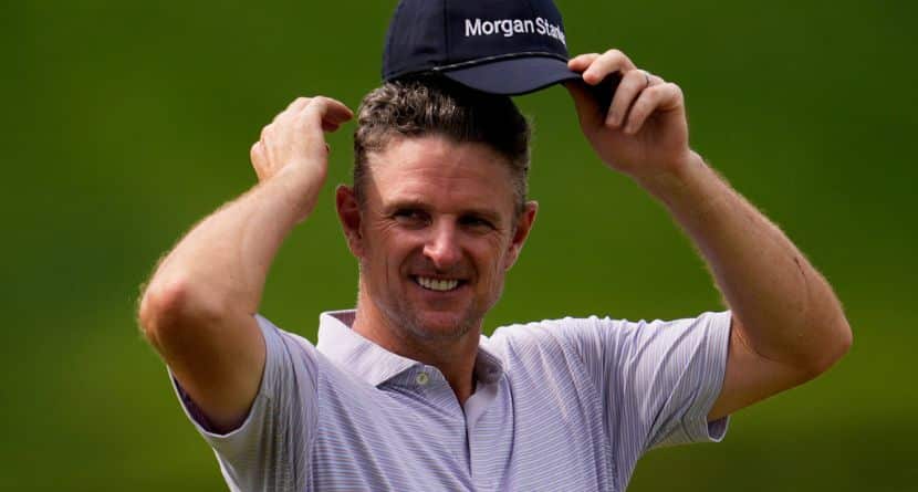 Justin Rose, of England, waits to play on the 14th hole during the second round of the PGA Championship golf tournament at the Quail Hollow Club, Friday, May 16, 2025, in Charlotte, N.C. (AP Photo/George Walker IV)