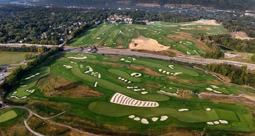 This is an overall photo of Oakmont Country Club in Oakmont, Pa., Monday, Sept. 16, 2024, the course for the 2025 U.S. Open golf tournament. (AP Photo/Gene J. Puskar)