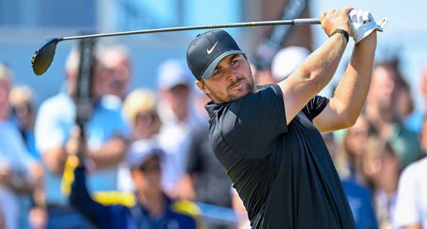 Chris Gotterup of the USA on day four of the Scottish Open 2025 at The Renaissance Club, North Berwick, Scotland, Sunday July 13, 2025. (Malcolm Mackenzie/PA via AP)