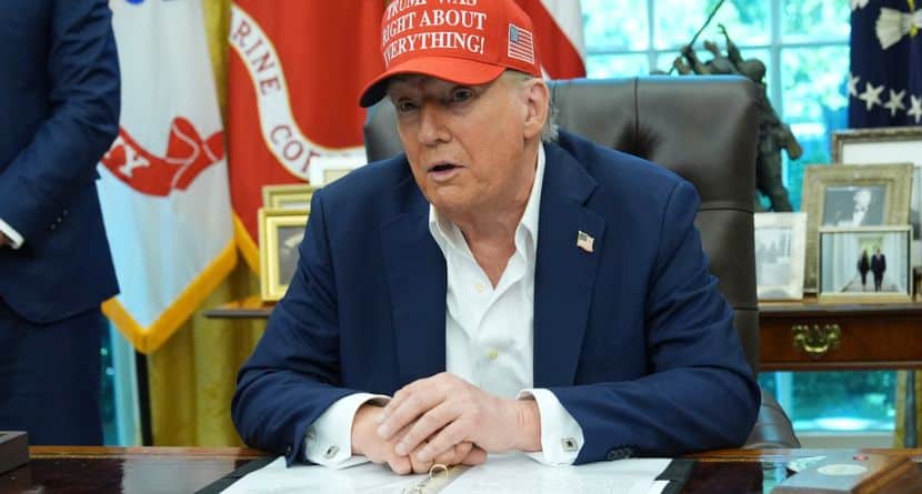 President Donald Trump speaks in the Oval Office of the White House, Friday, Aug. 22, 2025, in Washington. (AP Photo/Jacquelyn Martin)