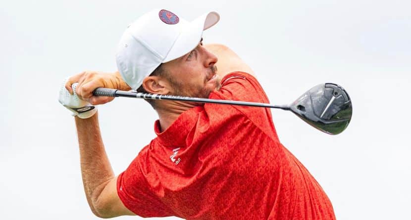 David Puig of Fireballs GC hits his shot from the fourth tee during the semifinals of LIV Golf Team Championship Michigan at The Cardinal at Saint John's on Saturday, August 23, 2025 in Plymouth, MIchigan. (Photo by Jon Ferrey/LIV Golf via AP)