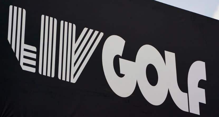 Signage for LIV Golf is displayed during the pro-am round of the Bedminster Invitational LIV Golf tournament, July 28, 2022, in Bedminster, N.J. (AP Photo/Seth Wenig)
