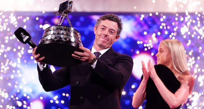Rory McIlroy receives the BBC Sports Personality of the Year 2025 award in Salford, England, Thursday Dec. 18, 2025. (David Davies/PA via AP)