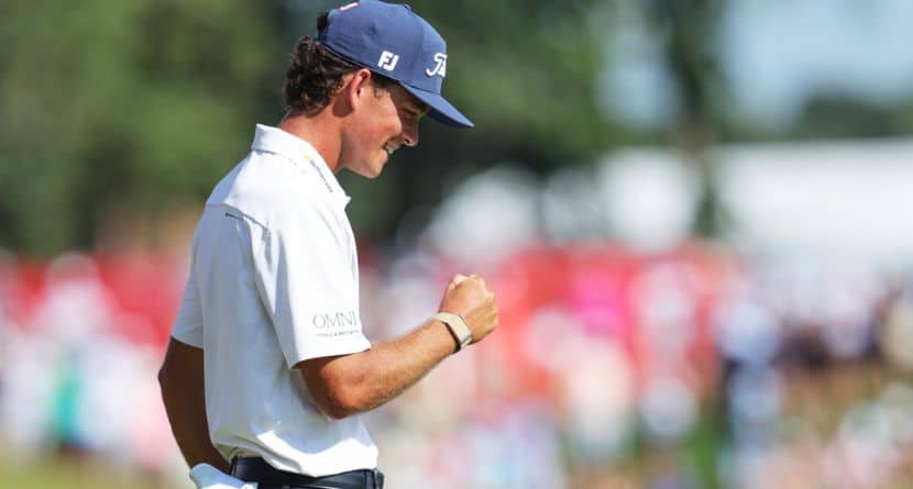 Jackson Koivun reacts after winning the 3M Open golf tournament at the Tournament Players Club Sunday, July 26, 2026, in Blaine, Minn. (AP Photo/Bailey Hillesheim)