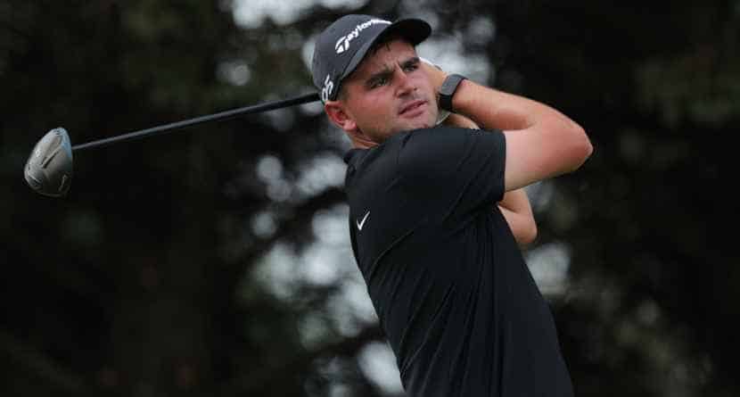 Casey Jarvis, of South Africa, hits from the second tee during the final round of the 3M Open golf tournament at the Tournament Players Club in Blaine, Minn., July 26, 2026. (AP Photo/Bailey Hillesheim)