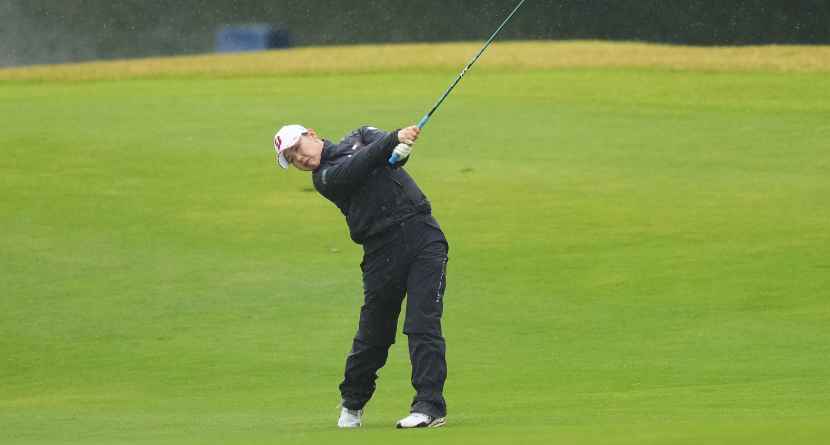 Yuri Yoshida of Japan hits an approach shot on the 5th hole during the final round of the LPGA BMW Ladies Championship at the Pine Beach Golf Links, in Haenam, South Korea, Sunday, Oct. 25, 2026. (AP Photo/Lee Jin-man)